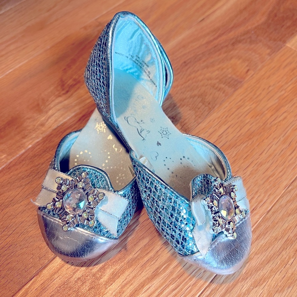 Disney Elsa Shimmering Blue Flats with Gemstone
